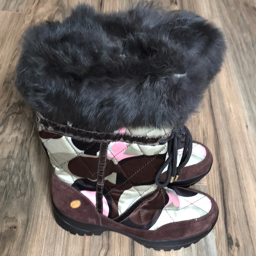 Coach Sasha Multi Brown Signature Fur Snow Boots